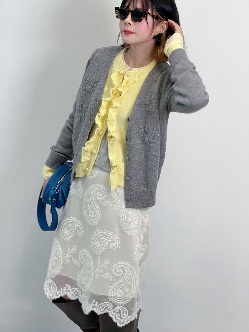 2 Layers Floral Colour Block Cardigan (3 Colours)