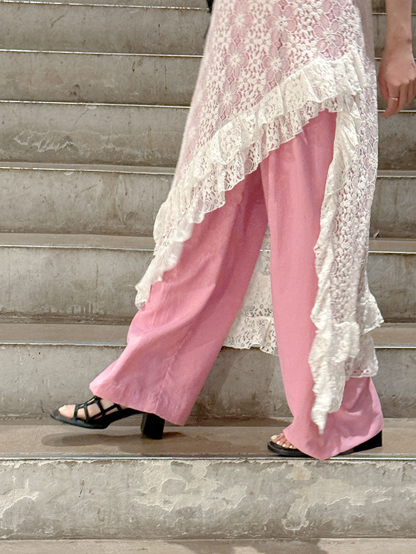 Linen Look Pleated Wide Leg Pants (2 Colours)