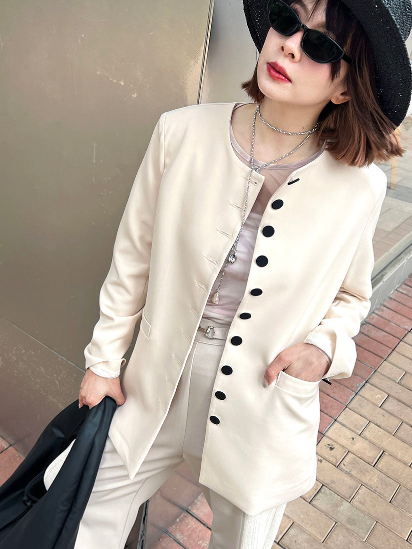 Contrast Buttony Blazer (2 Colours)