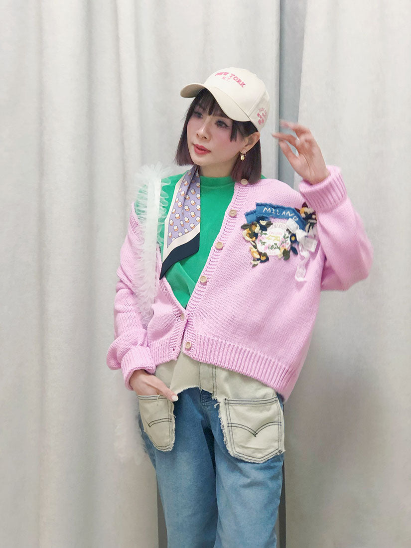 Embroidered Badge Cardigan (2 Colours)