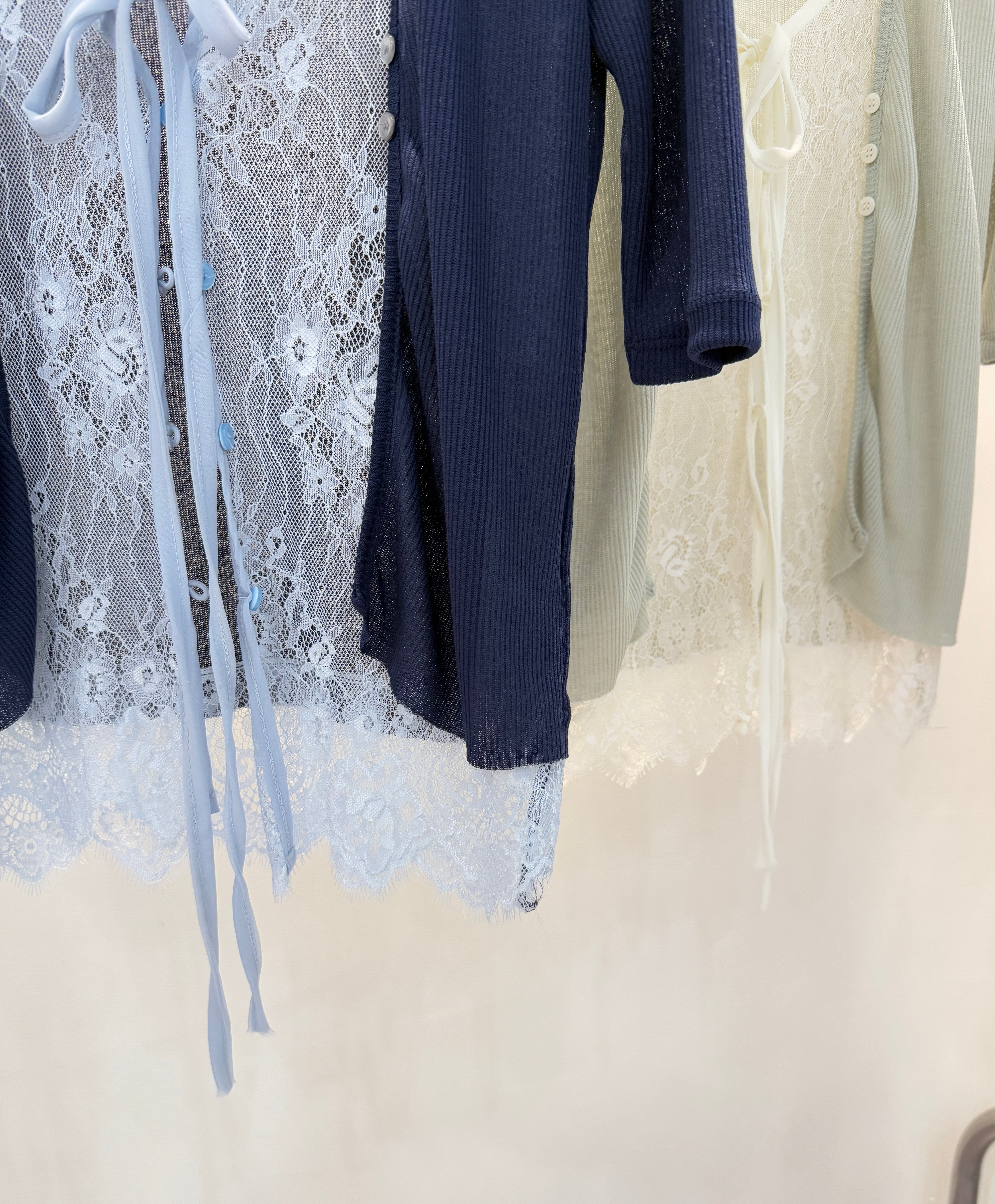 Lace Underlay Rib Cardigan (2 Colours)