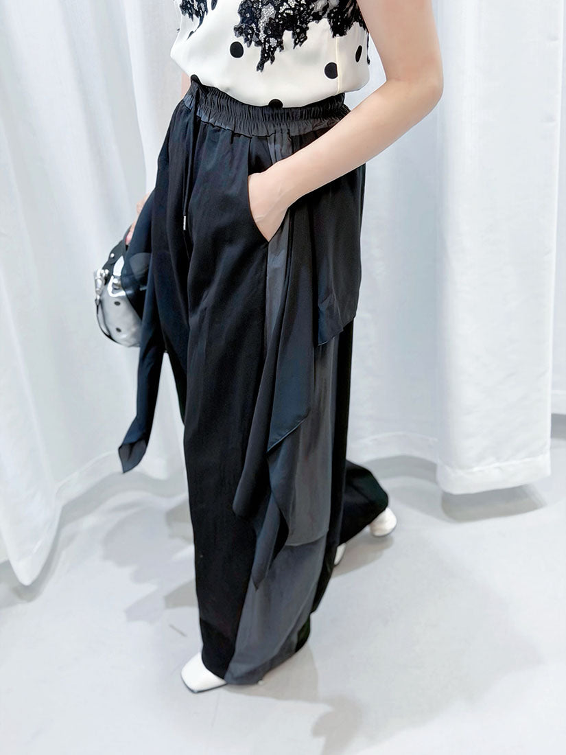 Chiffon Drape Patch Pants (2 Colours)
