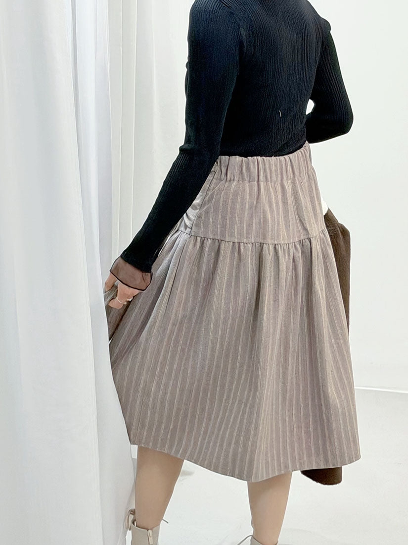 Bow Detailed Striped Skirt (2 Colours)