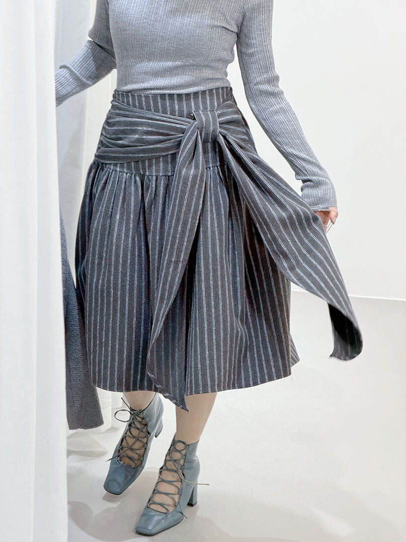 Bow Detailed Striped Skirt (2 Colours)