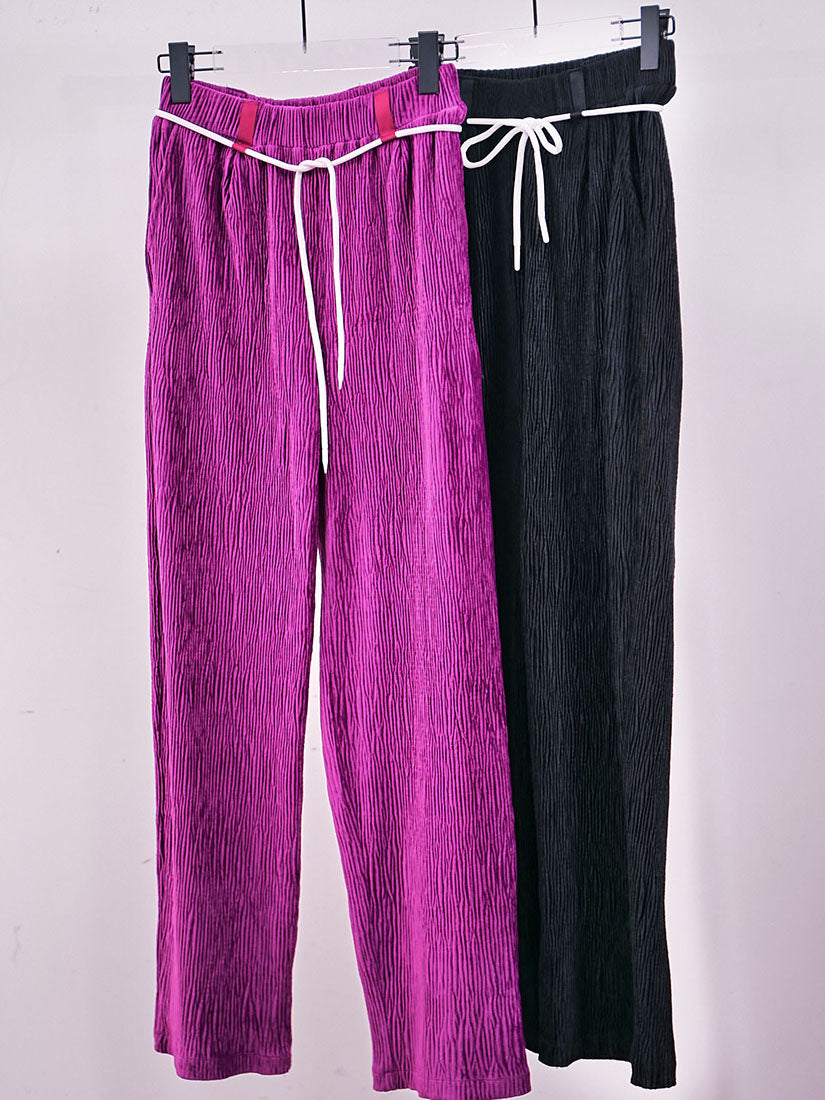 Textured Velvet Wide Leg Pants (2 Colours)
