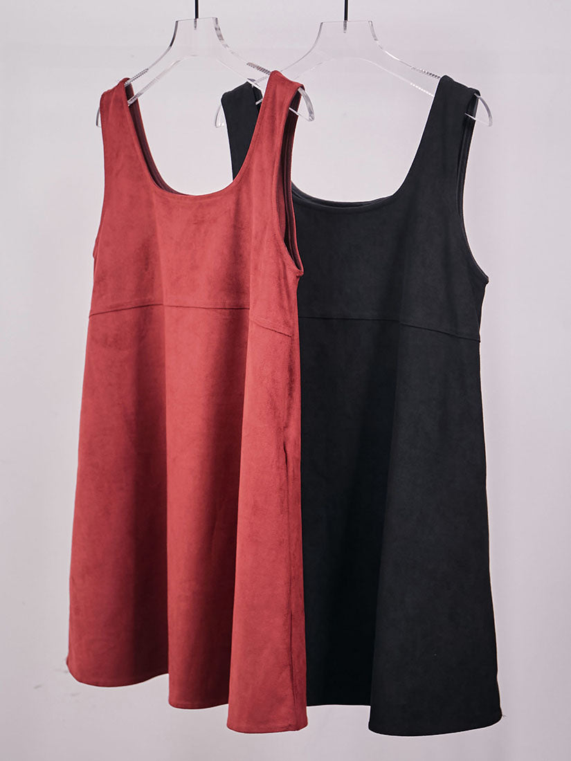 Faux Suede Sleeveless Dress (2 Colours)