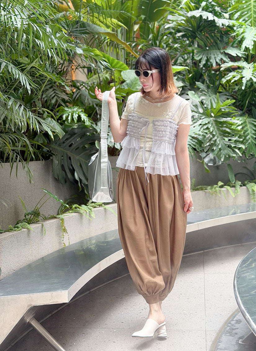 Lettuce Edge Floral Mesh Top (2 Colours)
