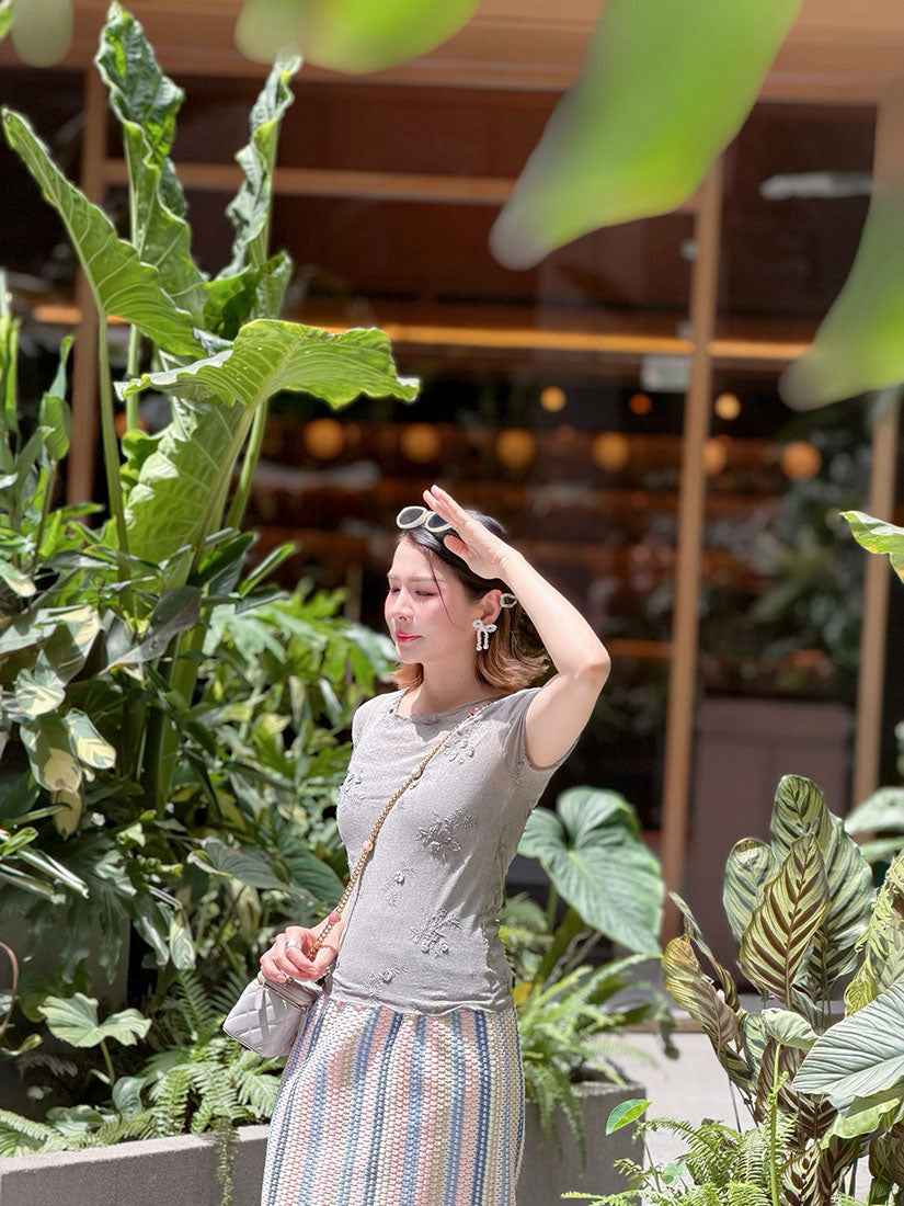 Lettuce Edge Floral Mesh Top (2 Colours)