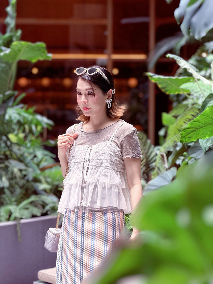 Lettuce Edge Floral Mesh Top (2 Colours)