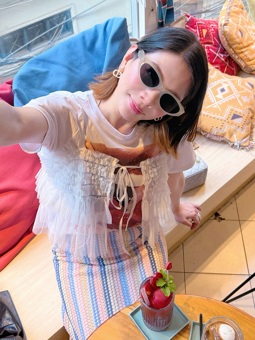 Bubble Striped Straight Skirt (2 Colours)