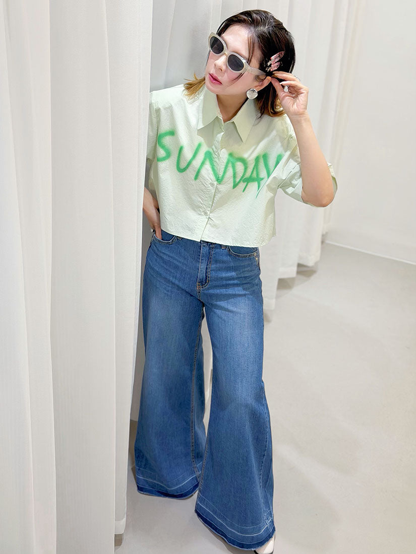 Wide-Leg Denim Pants