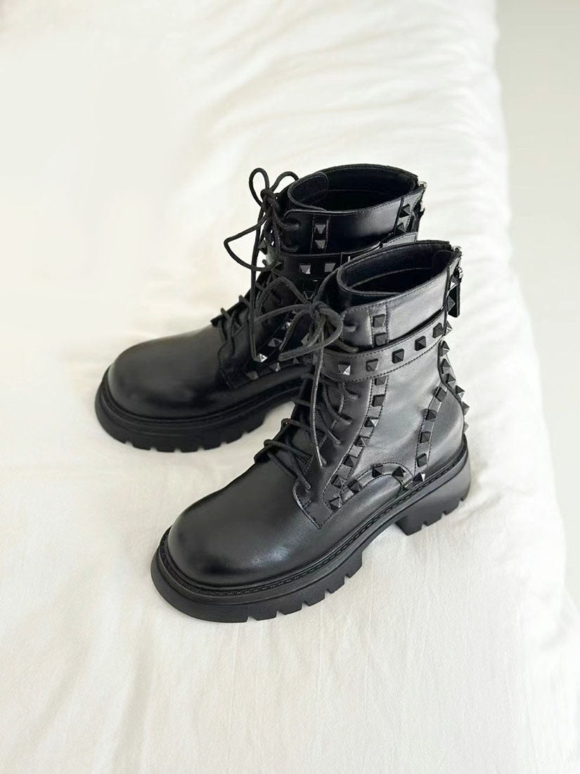 Leather Studs Boots