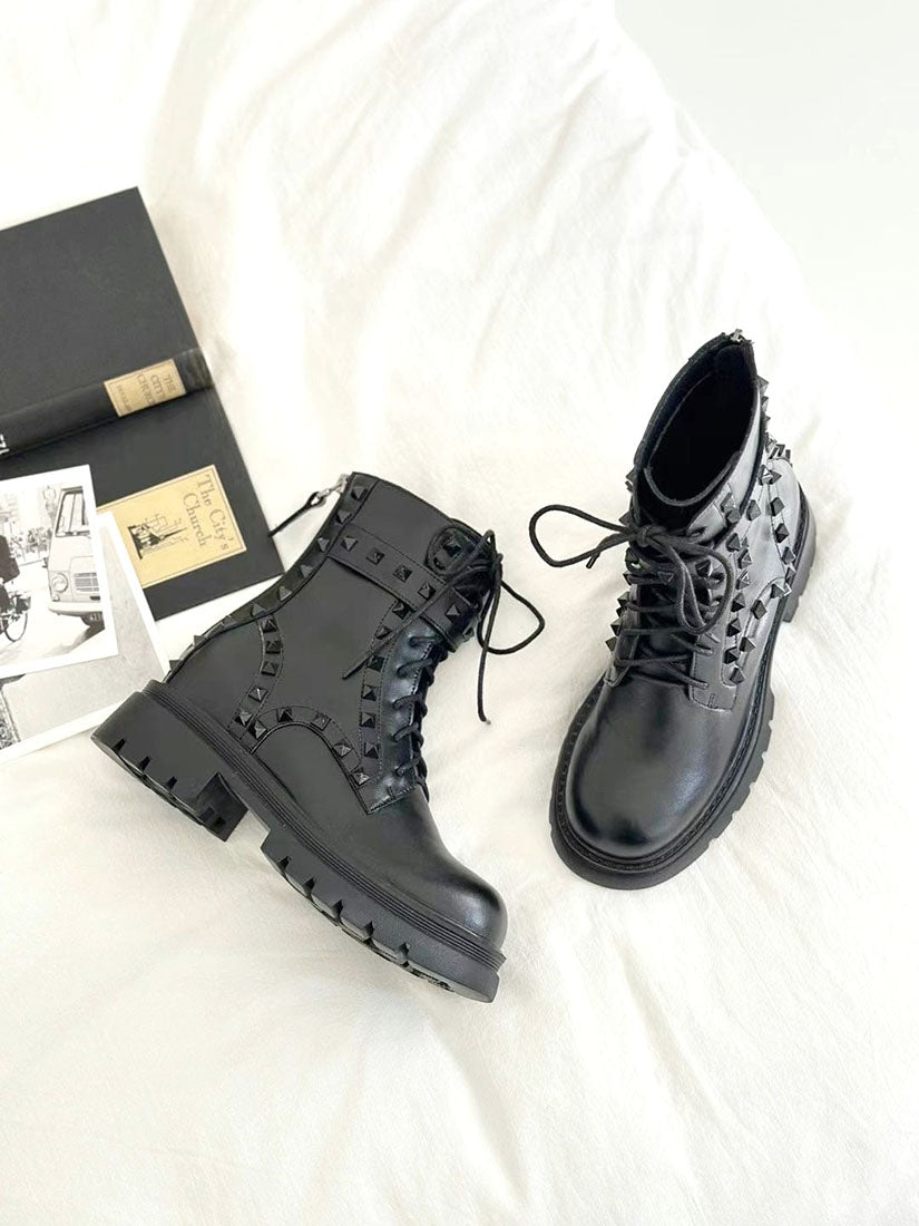 Leather Studs Boots