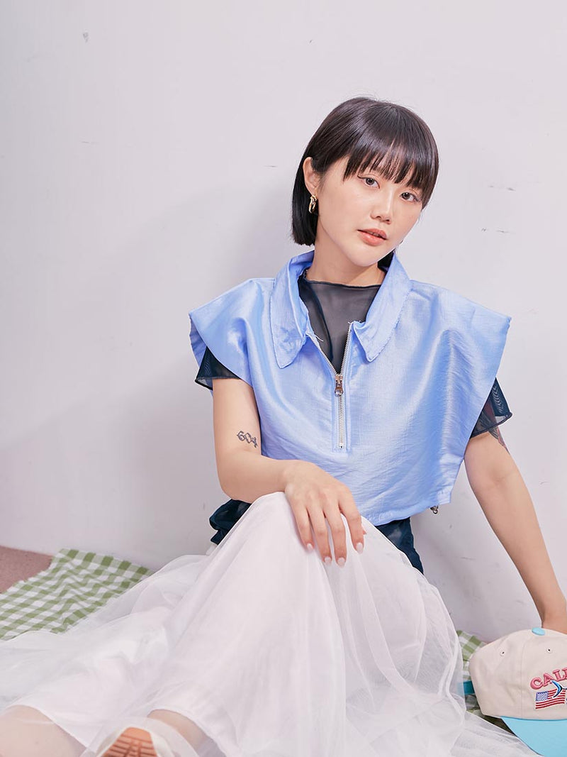 Drawstring Waist Zip Up Crop Top (3 Colours)