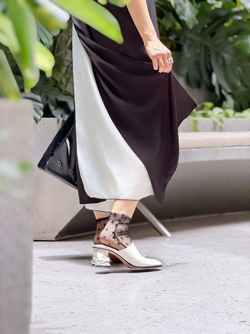 Drape Neck Striped Underlay Strap Dress