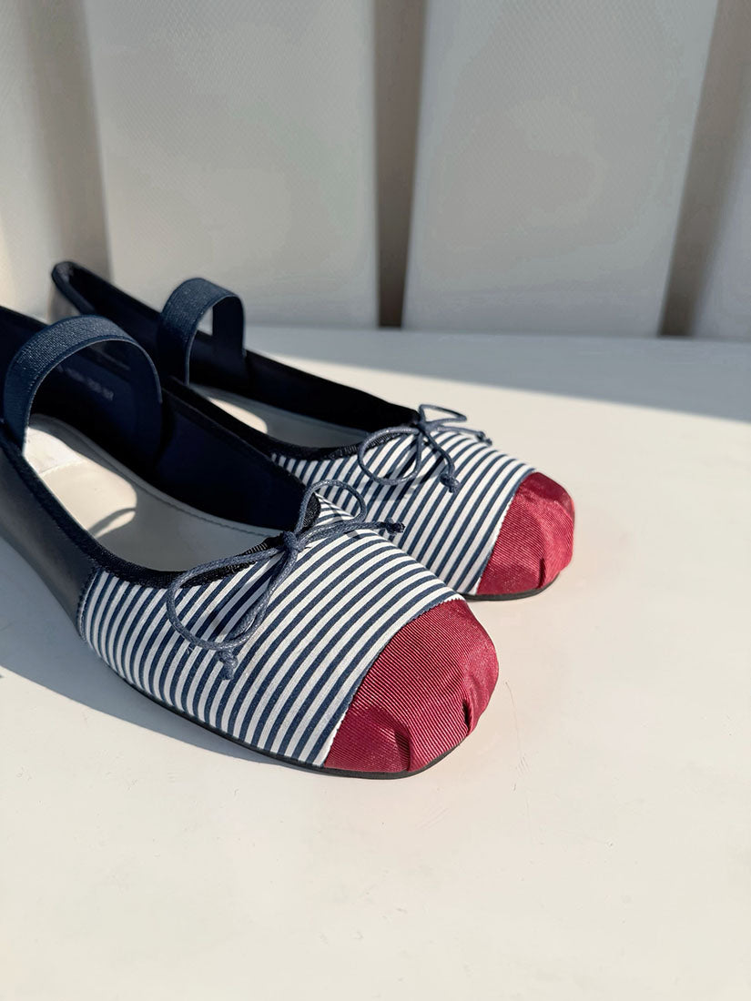 Red Toe Cap Ballerina Flats