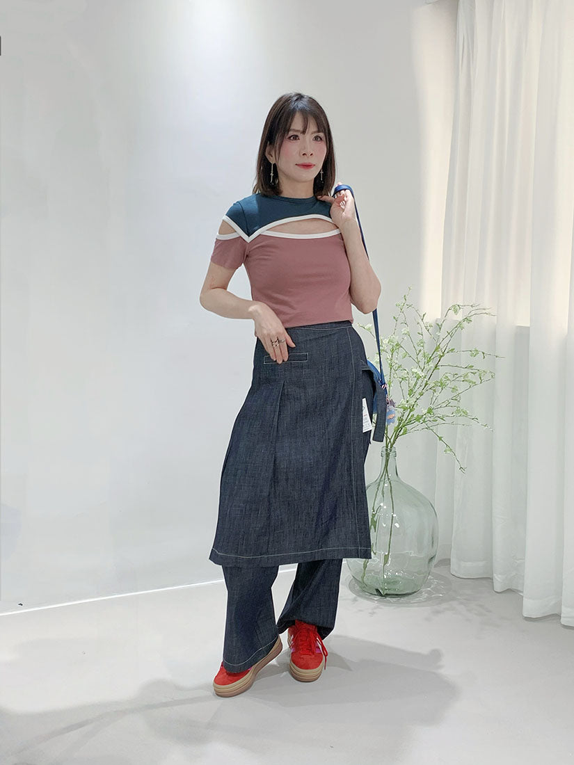 Contrast Binding Cut Out Top