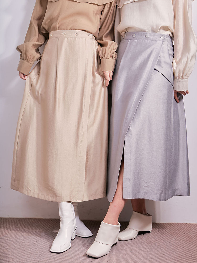 Pleated Wrap Midi Skirt (2 Colours)