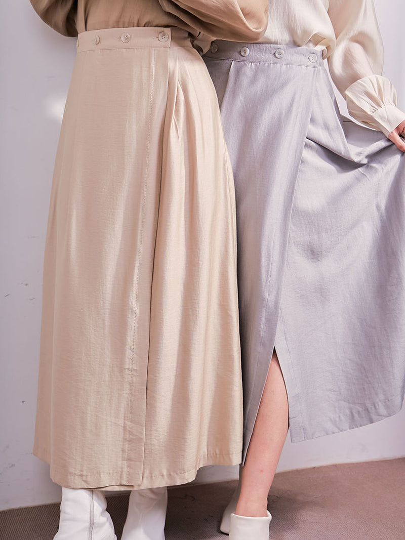 Pleated Wrap Midi Skirt (2 Colours)