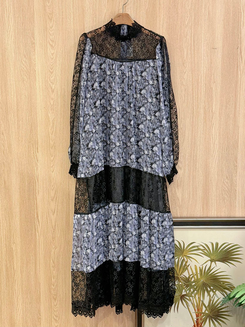Lace Panel Floral Tiered Dress (2 Colours)