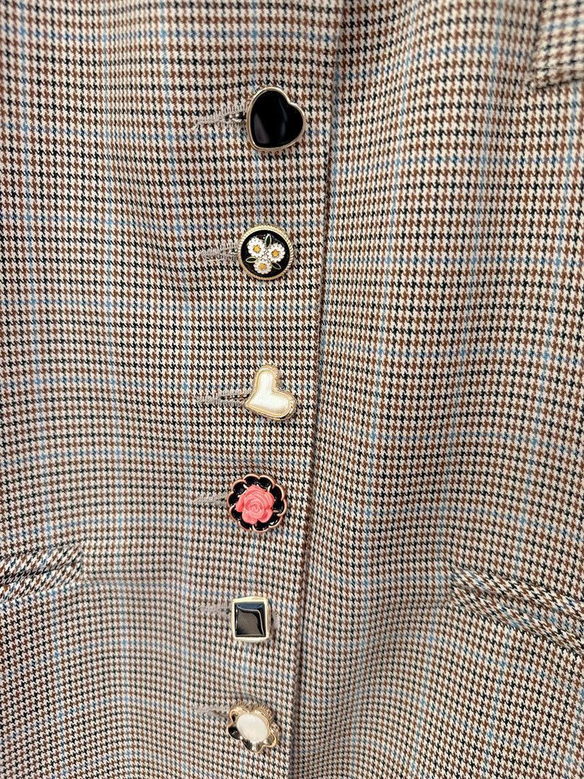 Fancy Buttony Check Blazer