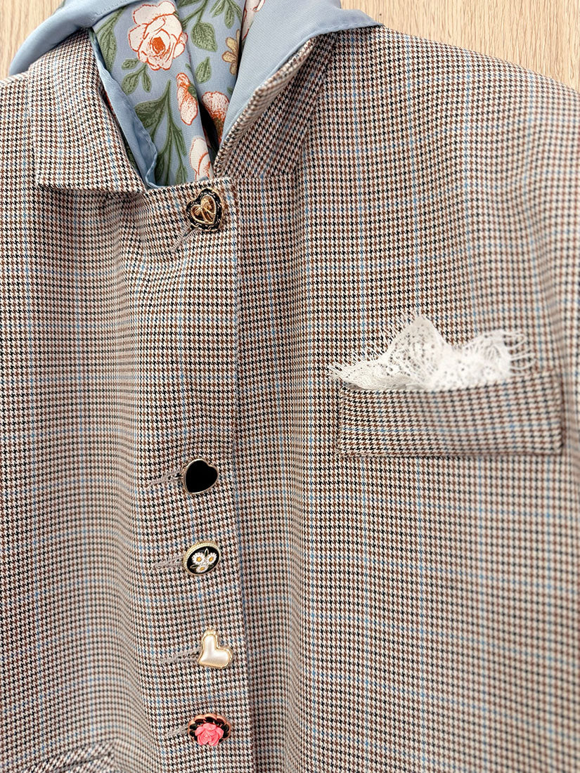 Fancy Buttony Check Blazer