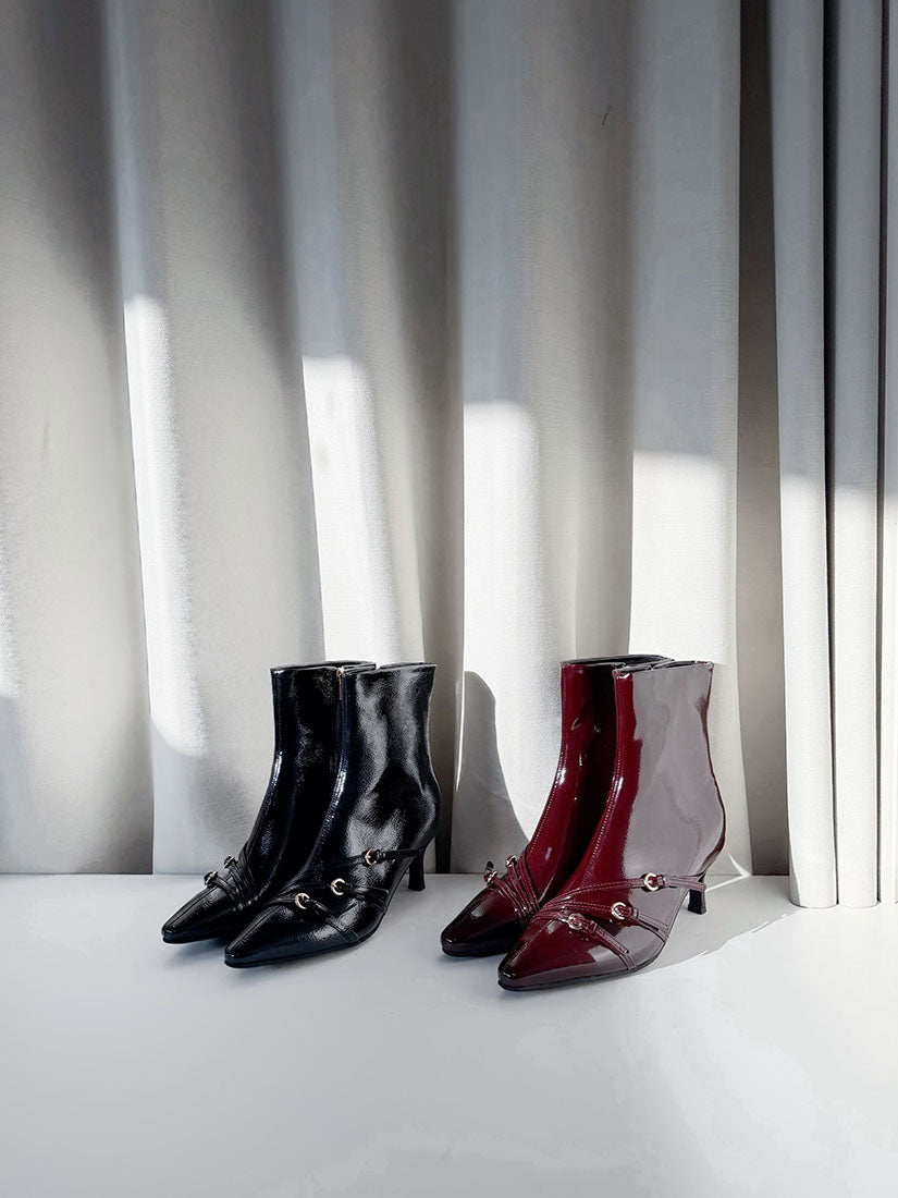 Gleam Buckle Stiletto Boots (2 Colours)