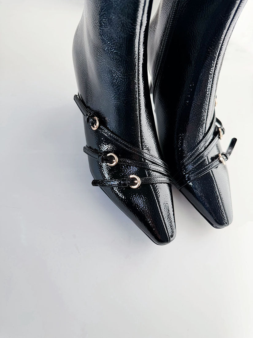 Gleam Buckle Stiletto Boots (2 Colours)