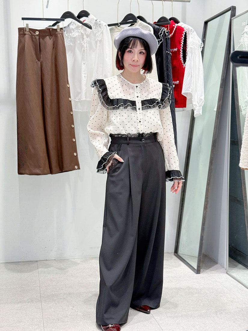 Heart Polka Dots Ruffle Blouse (2 Colours)