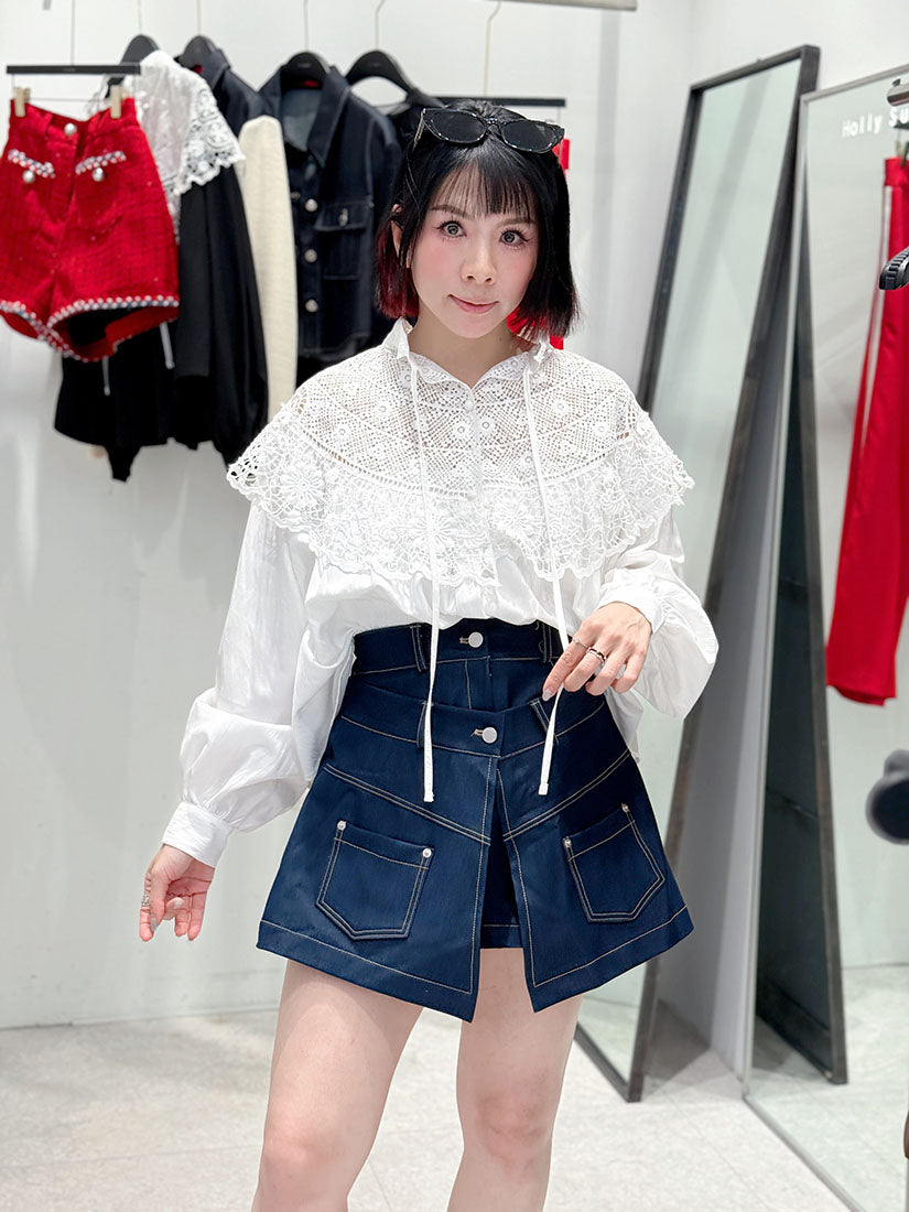 Layered Denim Shorts