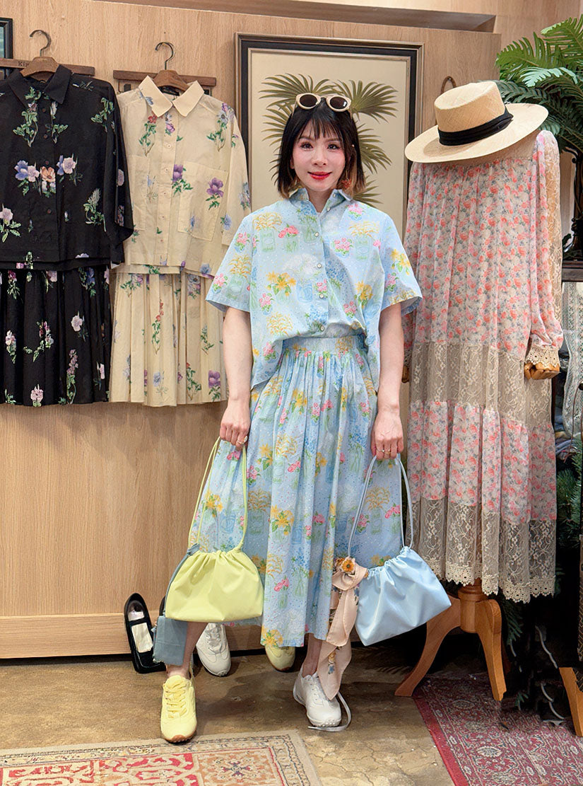 Flower Vase Printed Gathered Skirt (3 Colours)