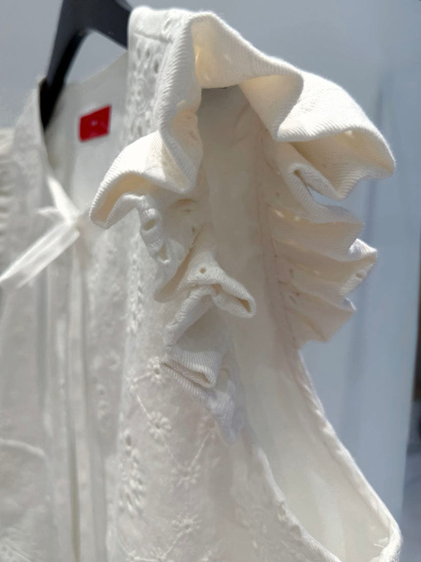 Floral Perforated Embroidered Vest