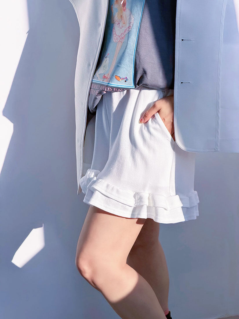 Ruffle Hem Mini Jogging Skort (3 Colours)