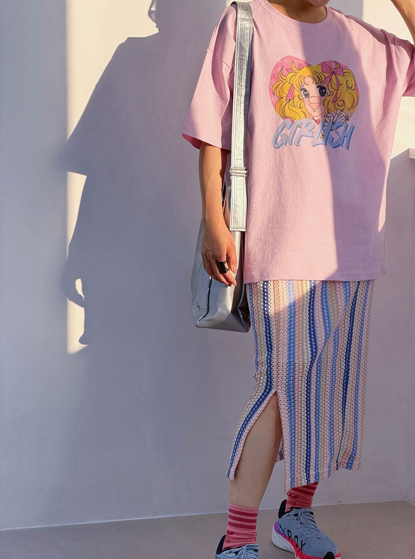 Bubble Striped Straight Skirt (2 Colours)