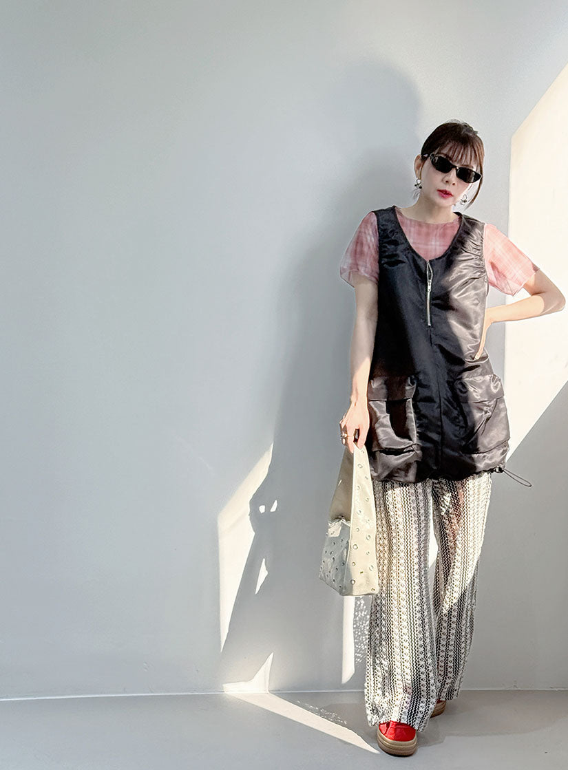 Crochet Striped Wide Leg Pants