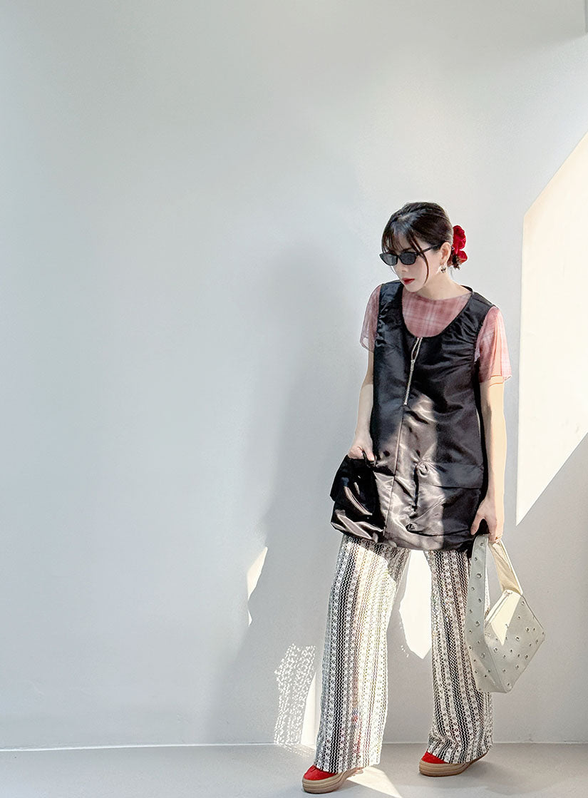 Crochet Striped Wide Leg Pants
