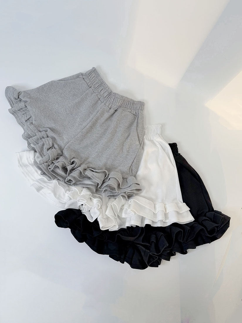 Ruffle Hem Mini Jogging Skort (3 Colours)