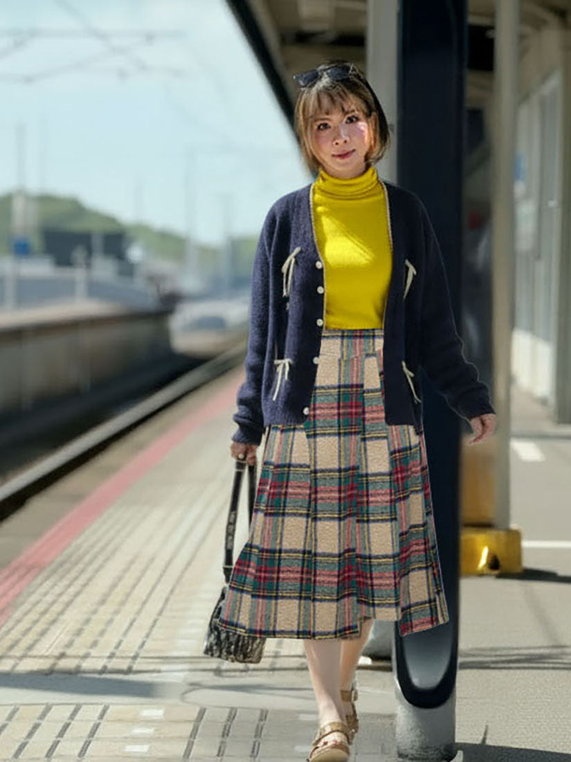 Asymmetric Cut Tartan Skirt (2 Colours)