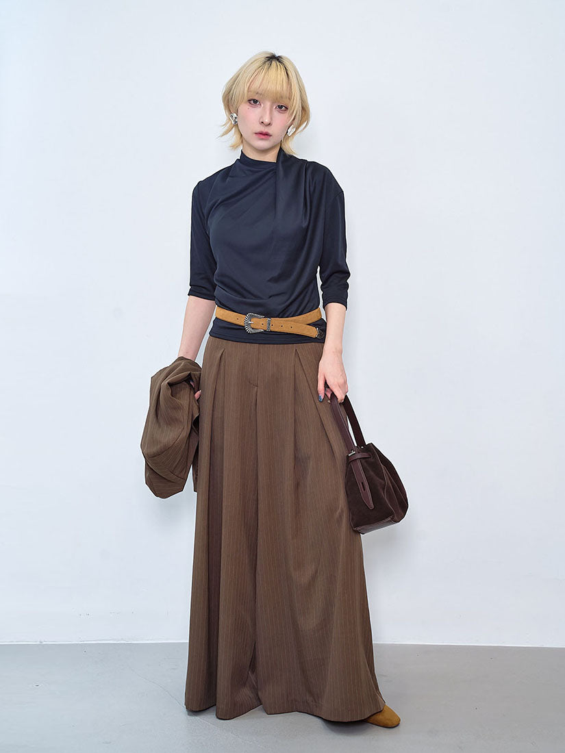 Drape Front Turtle Neck Half Sleeve Top (3 Colours)