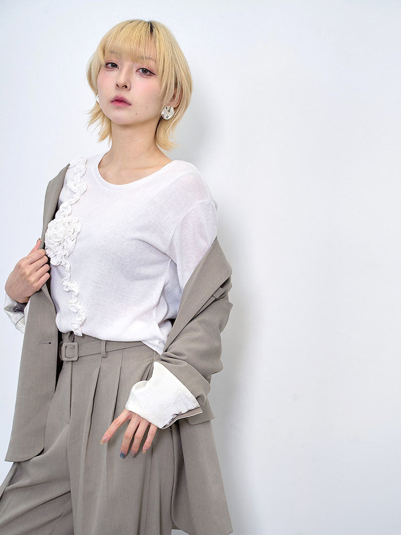 Ruffle Flower Applique Top (2 Colours)