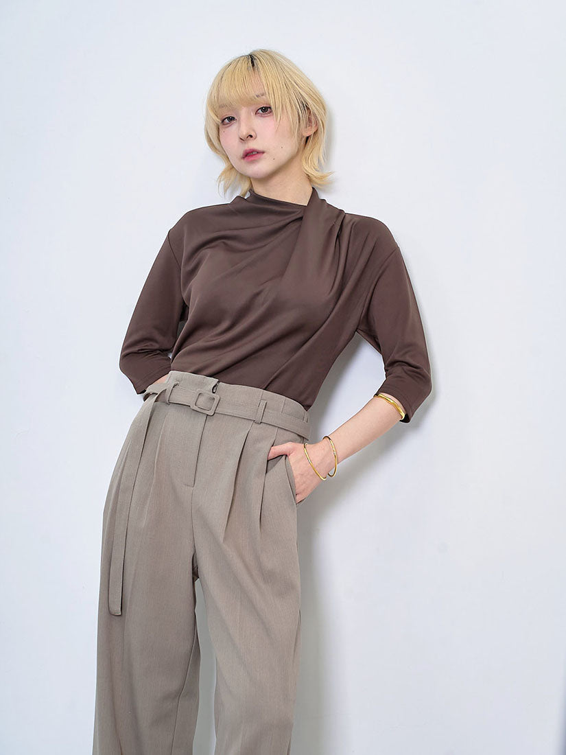 Belted Pleated Wide Leg Pants