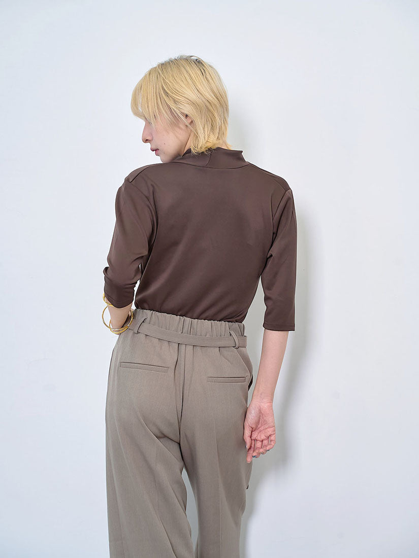 Drape Front Turtle Neck Half Sleeve Top (3 Colours)