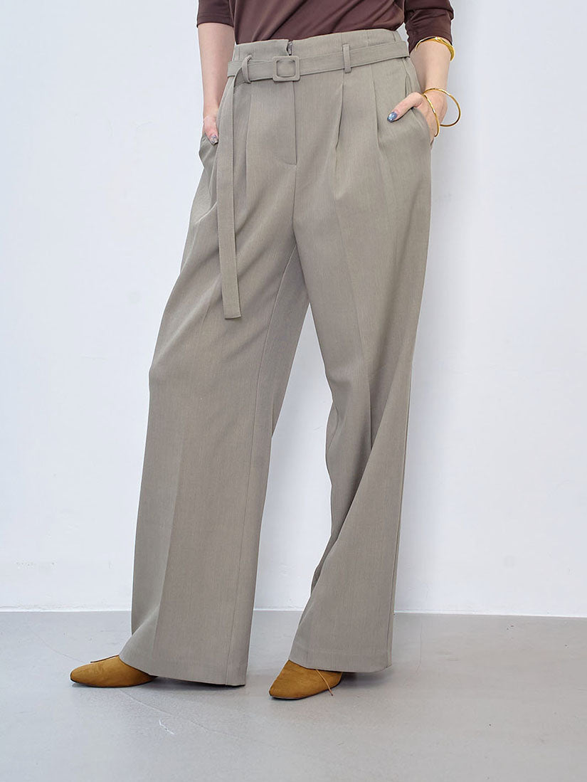 Belted Pleated Wide Leg Pants