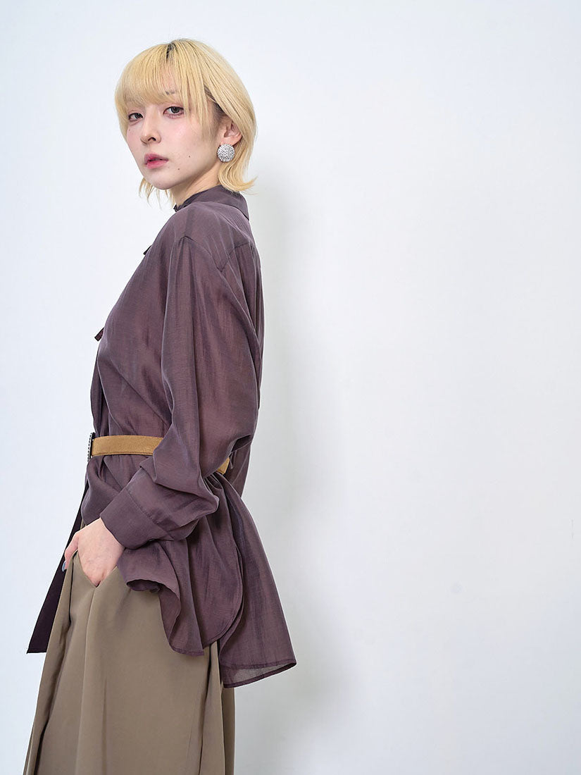 Tie Waist Flowy Silky Wrap Shirt (2 Colours)