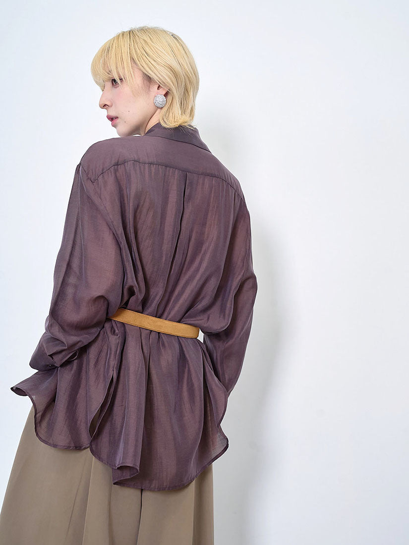 Tie Waist Flowy Silky Wrap Shirt (2 Colours)