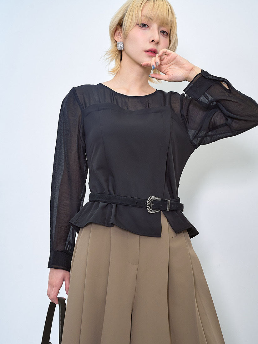 Sheer Top With Tube Top Waistcoat (2 Colours)