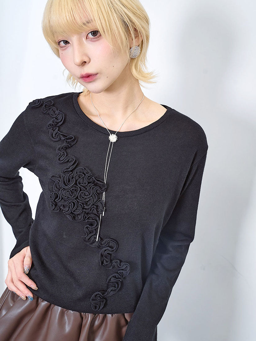 Ruffle Flower Applique Top (2 Colours)