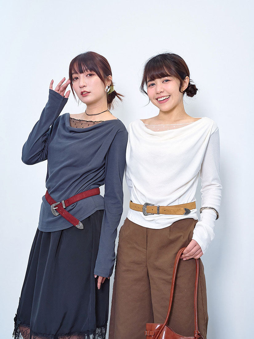 Layered Mesh Drape Neck Top (2 Colours)
