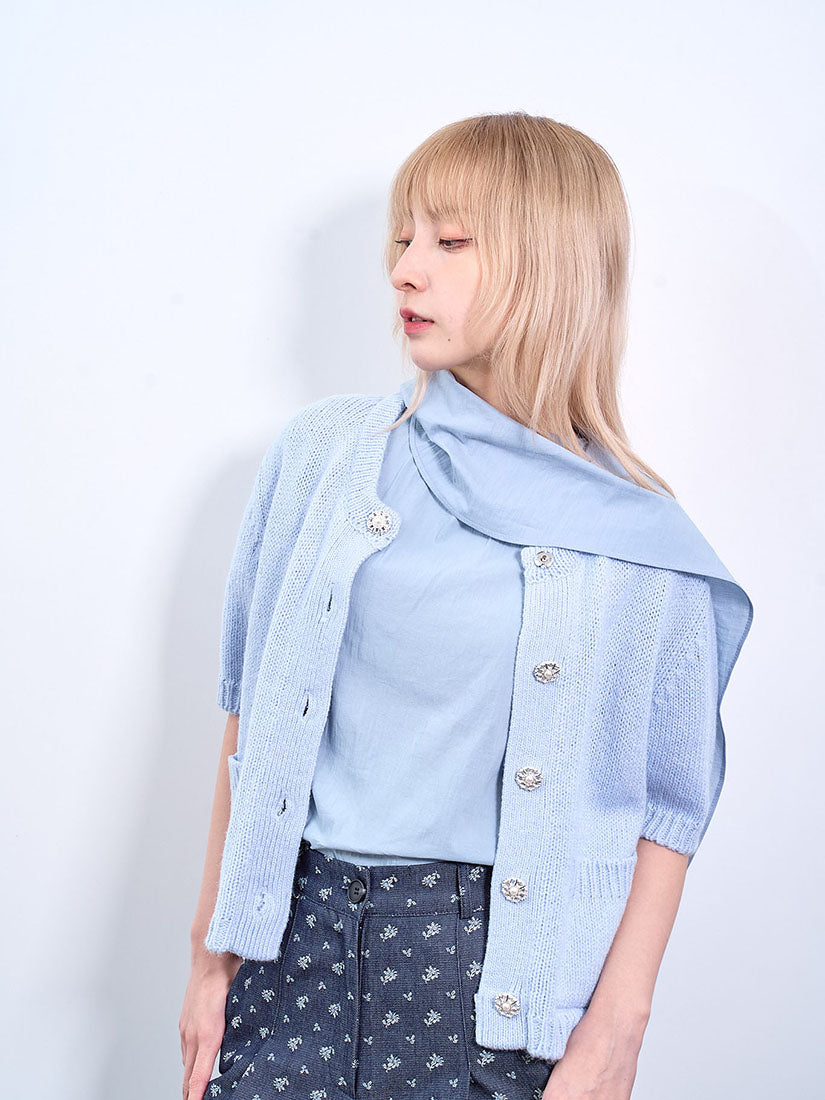 Pearl Button Short Sleeve Cardigan (2 Colours)