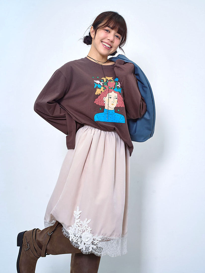 Lace Hem Skirt (2 Colours)